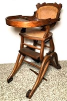 Early American Wicker Cane High Chair