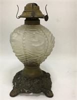 Satin Glass And Brass Oil Lamp