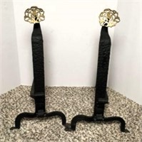 Pair of Metal and Brass Andirons
