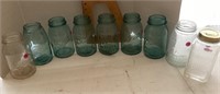 9 glass canning jars