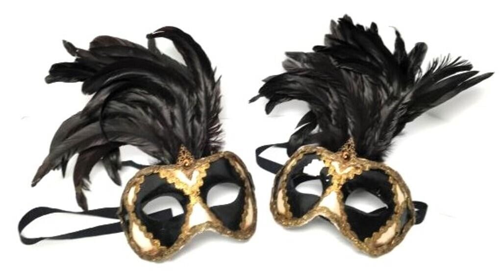 Black & Gold Italian Mardi Gras Masks