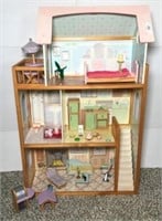 Wooden Dollhouse with Accessories