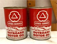 2 Cities Service outboard motor oil cans