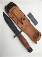 Large Field Knife In Sheath W Sharpening Stone