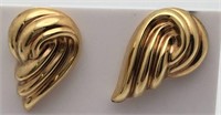 Pair Of 14k Gold Italy Wing Earrings