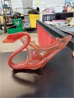 Blown glass swan 12-in