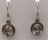 Sterling Silver Earrings W Clear Stone