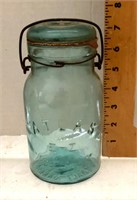 Blue glass Atlas canning jar