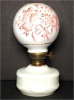 Reverse Painted Glass Oil Lamp