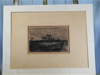Original Etching The LLonely Pond Signed