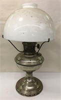 Oil Lamp With Milk Glass Shade