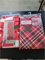 Holiday shower curtain and tablecloth