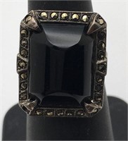 Sterling Silver Black Stone Ring