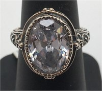 Sterling Silver Ring W Clear Stone