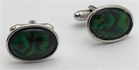 Sterling Silver Abalone Signed Cuff Links