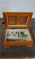 Wood Jewelry Box with Jewelry