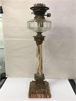 Hinks No. 2 Duplex Marble Brass & Glass Oil Lamp