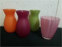 Four new colorful glass vases