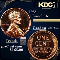 Proof 1955 Lincoln Cent 1c Graded pr67 rd cam BY S