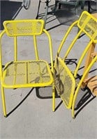 (2) Vintage Metal yellow Folding chairs