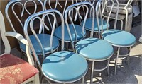 (6) Vintage Metal Padded Dinning Chairs