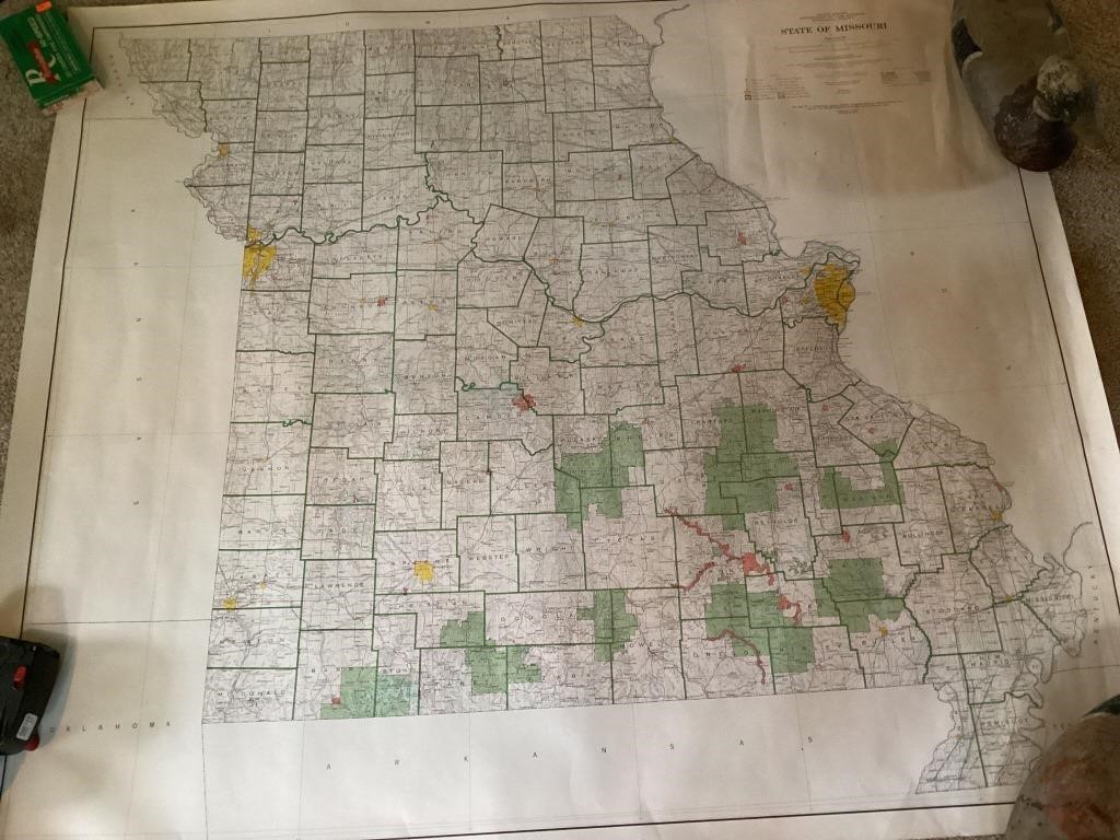 44" x 51” geological map of Missouri