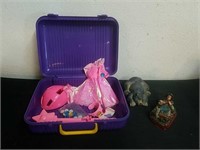 Doll clothes and two knick knacks