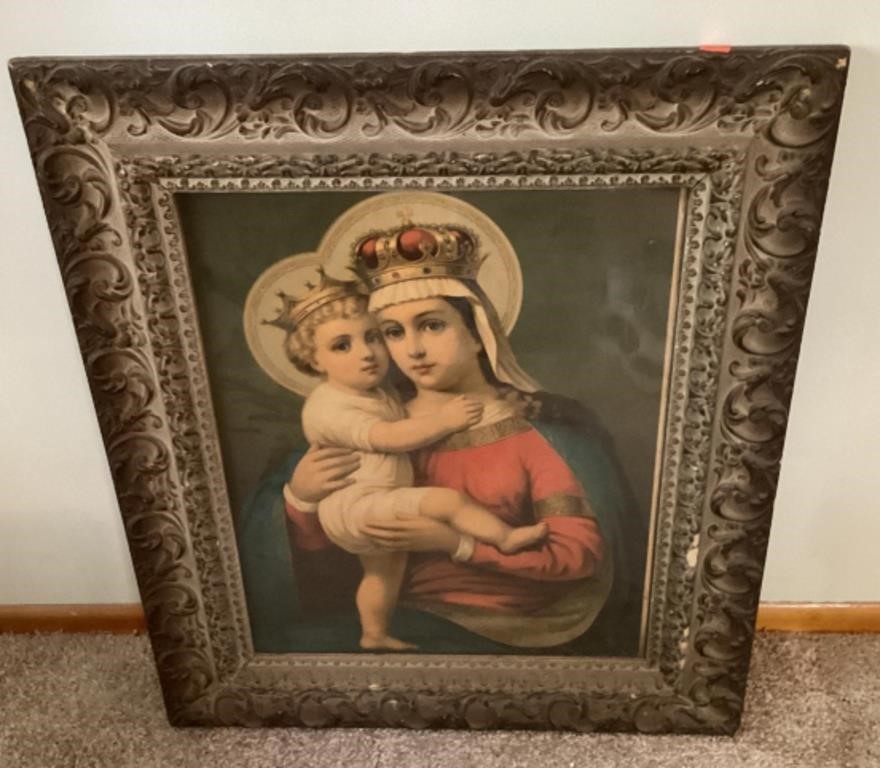 24" x 29" Religious art in old frame