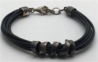 Sterling Silver & Leather Bracelet