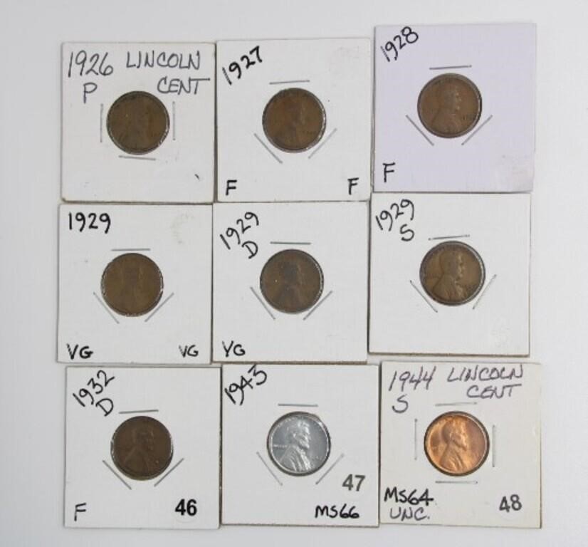 (9) VARIOUS WHEAT CENTS