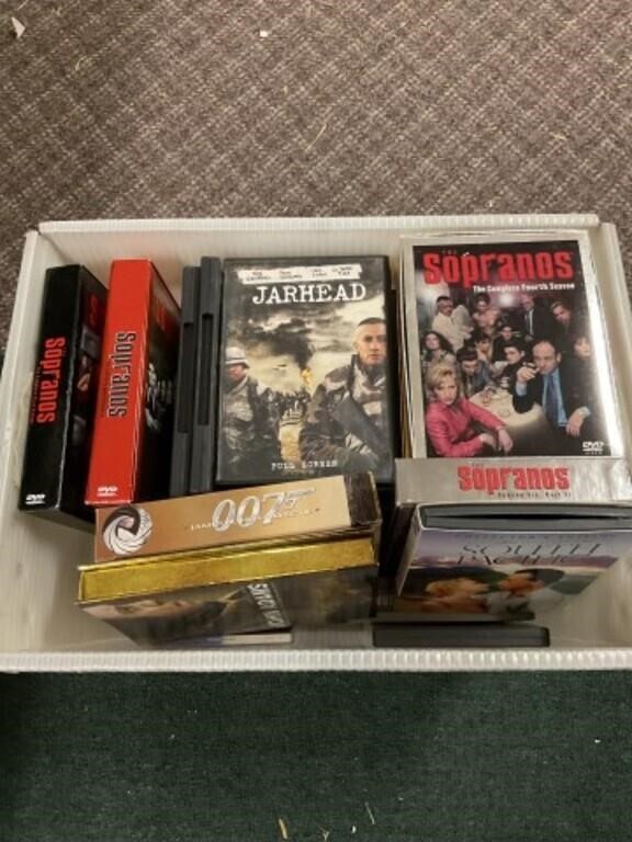 Tote of VHS and DVDs