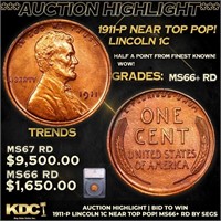 ***Auction Highlight*** 1911-p Lincoln Cent Near T