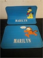 Two vintage Garfield rubber mats 17.5 X 12.5 in