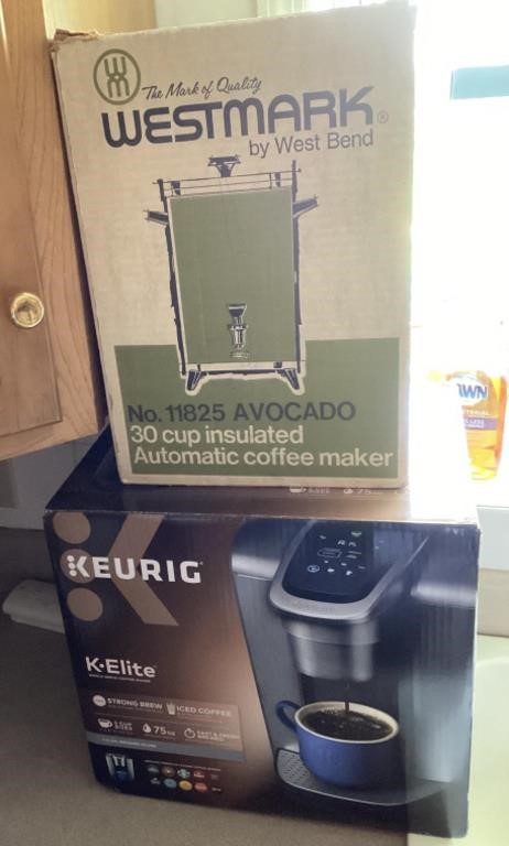 Keurig K-Elite and Westmark 30-cup coffee maker