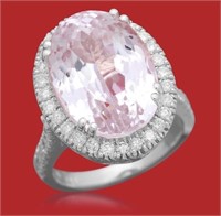 $15,631  17.23 cts Kunzite & Diamond 14k Ring