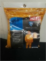 New size 2XL 3-piece yellow poly PVC rain suit