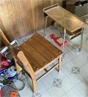 Rollaround TV cart and wooden chair