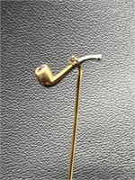 14k Gold & Ruby Pipe Stick Pin Total Wt. 1.35g