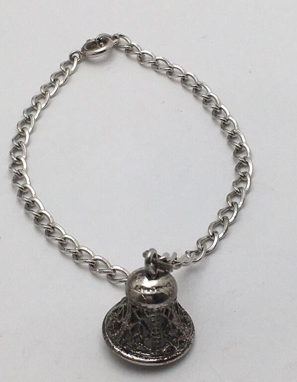 Sterling Silver Bracelet W Bell Charm