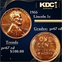 Proof 1955 Lincoln Cent 1c Grades Gem++ Proof Red