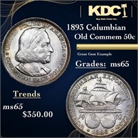 1893 Columbian Old Commem Half Dollar 50c Grades G