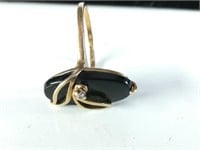 Black Onyx w Diamond 10K Ring Size 6 1/2