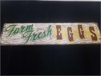 19.5x 5 inch farm fresh eggs metal sign