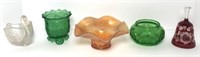 Amber Frosted Glass Ruffle Rim Bowl