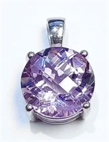 925 Sterling Silver 3.60 ct Pink Amethyst Pendant