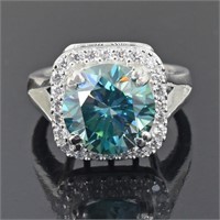 APPR $3800 Moissanite Ring 5.65 Ct 925 Silver