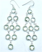Silver 20.70 cts Green Amethyst Earrings