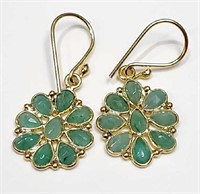 Gold Plate Emerald Earrings