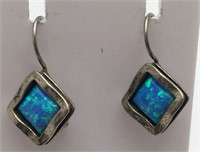 Sterling Silver Earrings W Opal Stone