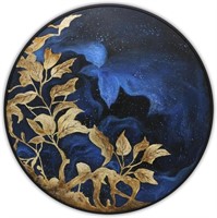 Gold Gold Leaf 29"" Round Painting on Canvas